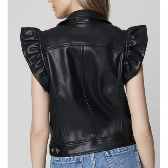 Blank NYC Black Vegan Leather Moto Vest - Picture 3 of 12